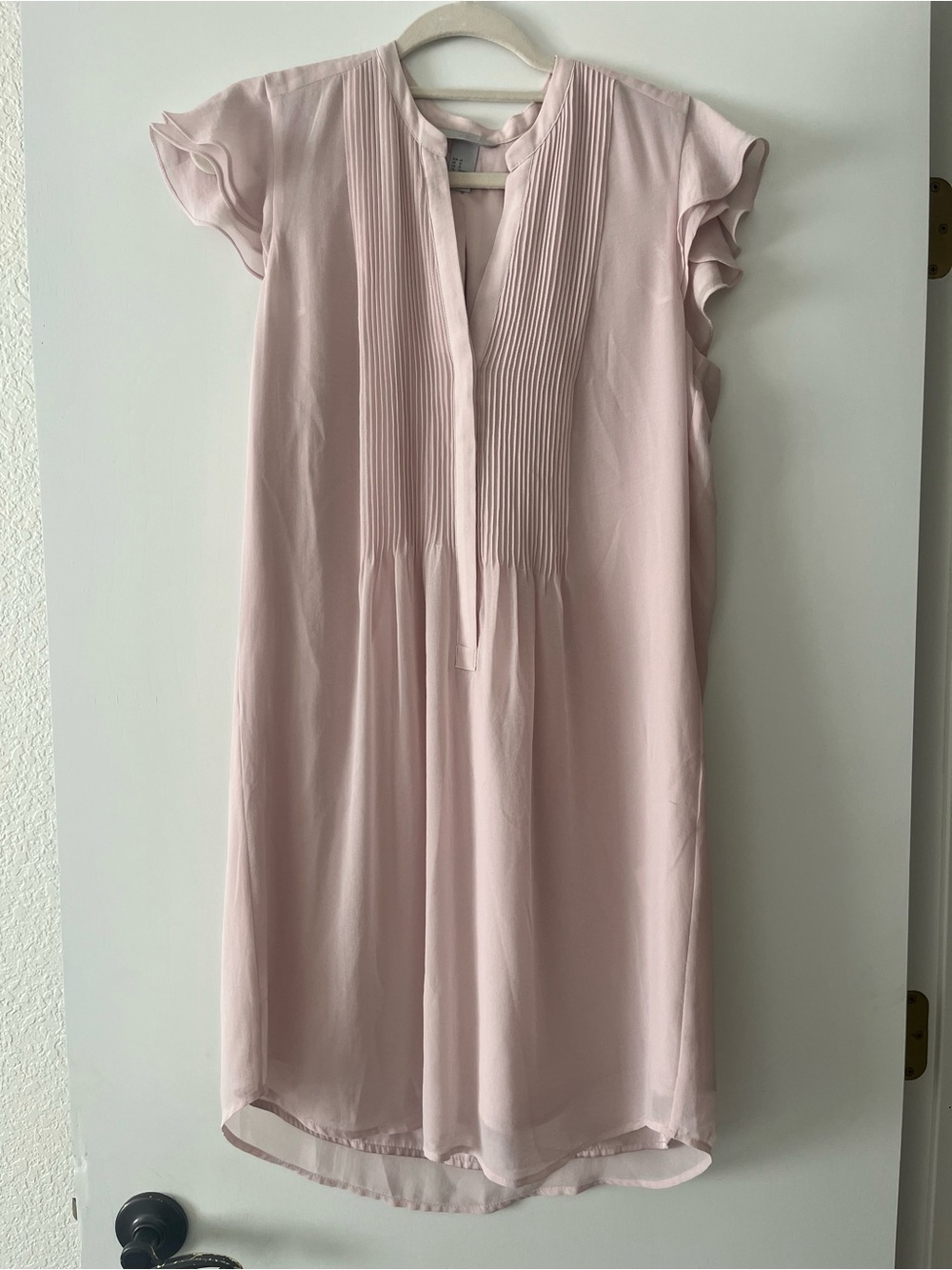 Light Pink Pleated Shift Dress
